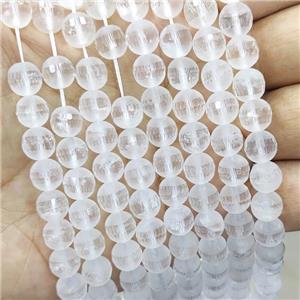 Clear Quartz Beads Facetd Round Matte, approx 8mm