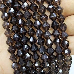 Natural Smoky Quartz Bicone Beads, approx 8mm