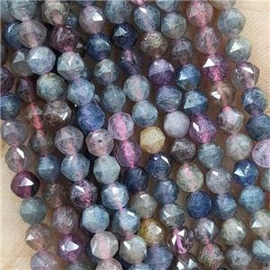 Mixed Tourmaline Beads Diamond Cut Round, approx 4mm