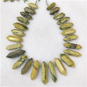 Green Verdite Bullet Beads Topdrilled Graduated, approx 9-38mm