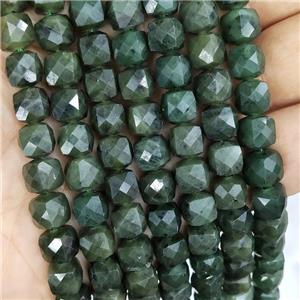 Natural Cadian Chrysoprase Beads Green Faceted Cube, approx 8-10mm