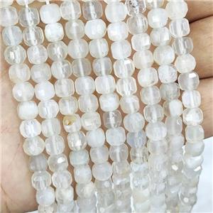 Natural Whitegray Moonstone Beads Faceted Cube, approx 5.6-7mm