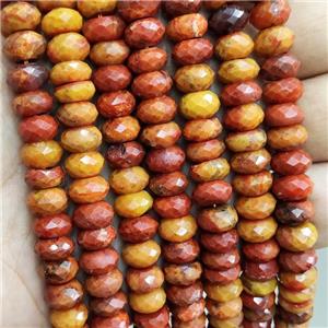 Natural Red Carnelian Agate Beads Faceted Rondelle, approx 5x10mm