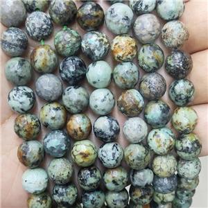 Natural Green African Turquoise Beads Faceted Round, approx 4mm dia