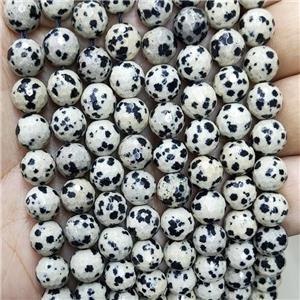 Natural Dalmatian Jasper Beads Black Faceted Round, approx 8mm dia