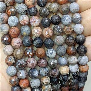 Natural Coral Fossil Beads Faceted Round Multicolor, approx 10mm dia