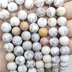 White Magnesite Turquoise Beads Smooth Round, approx 6mm dia