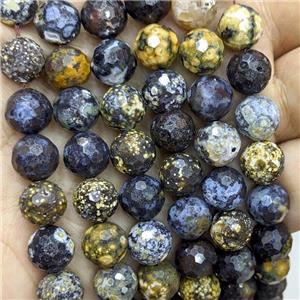 Natural Blue Ocean Agate Beads Faceted Round, approx 8mm dia