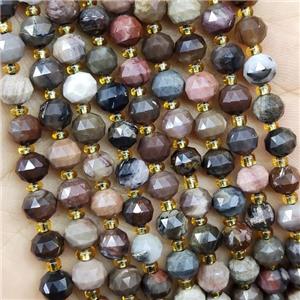 Natural Wood Petrified Jasper Beads Cut Rondelle, approx 5-6mm