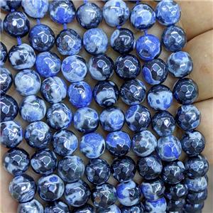 Blue Fire Agate Beads Faceted Round Electroplated, approx 10mm dia