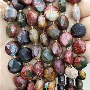 Natural Picasso Creek Jasper Beads Faceted Circle, approx 12mm