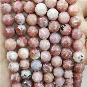 Natural Plum Blossom Jasper Beads Pink Cut Round, approx 9-10mm