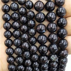 Natural Hornblende Beads Smooth Round Black, approx 10mm dia