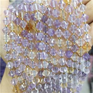 Mix Gemstone Bicone Beads Amethyst Citrine, approx 8mm