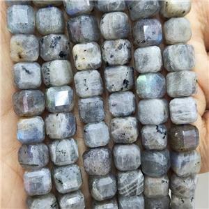 Natural Labradorite Beads Faceted Cube, approx 8-10mm