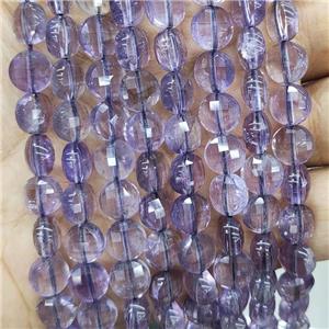 Natural Purple Amethyst Beads Faceted Circle, approx 8mm