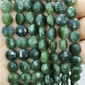 Green Jade Beads Dye Faceted Circle, approx 8mm