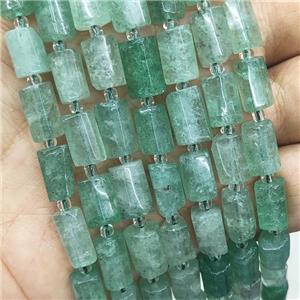 Natural Green Strawberry Quartz Column Beads, approx 7-14mm