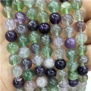 Natural Fluorite Beads Multicolor Smooth Round, approx 8mm dia