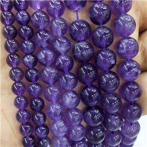 Natural Purple Amethyst Beads Smooth Round, approx 8mm dia