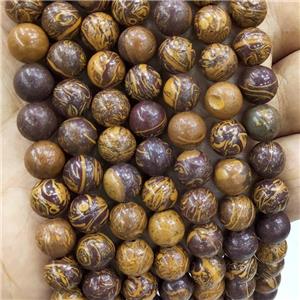 ElephantSkin Jasper Beads Brown Smooth Round, approx 12mm dia