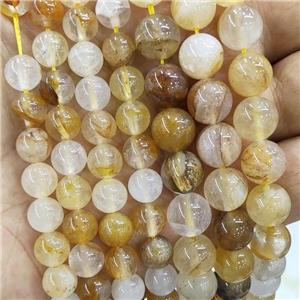 Yellow Hematoid Quartz Beads Smooth Round, approx 10mm dia