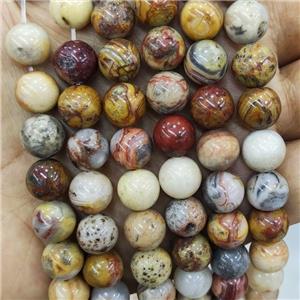 Natural Yellow Crazy Lace Agate Beads Smooth Round, approx 12mm dia