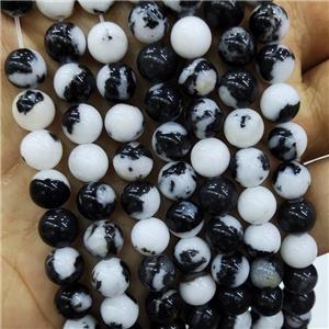 Natural Black White Zebra Jasper Beads Smooth Round, approx 6mm dia