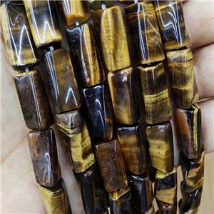 Natural Tiger Eye Stone Beads Twist Tube, approx 10-20mm, 22pcs per st