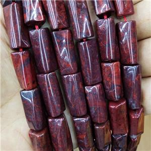 Natural Poppy Jasper Beads Twist Tube, approx 10-20mm, 22pcs per st