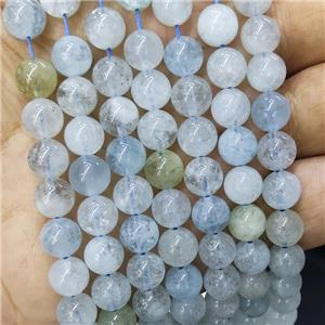 Natural Blue Aquamarine Beads Smooth Round, approx 8mm dia