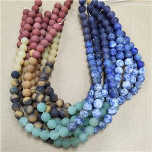 Natural Gemstone Chakra Beads Mixed Matte Round, approx 8mm dia