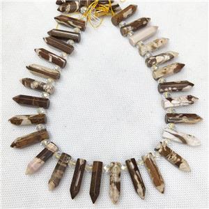 Natural Australian Zebra Jasper Bullet Beads Coffee, approx 8-30mm