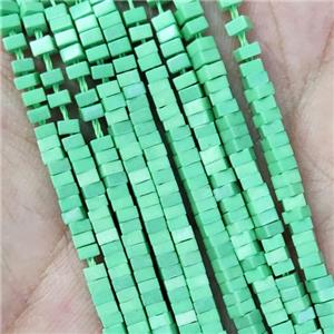 Green Oxidative Agate Square Beads, approx 1x2mm