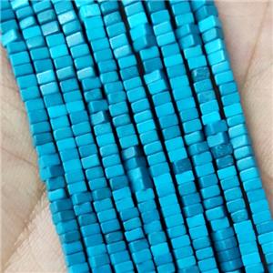 Blue Oxidative Agate Square Beads, approx 1x2mm