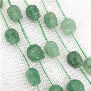 Natural Green Aventurine Skull Beads Carved, approx 9-12mm, 12pcs per st