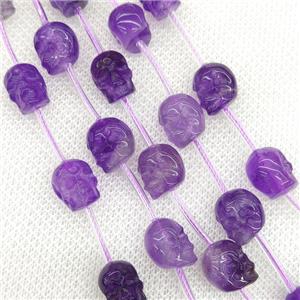 Natural Purple Amethyst Skull Beads Carved, approx 8-10mm, 12pcs per st