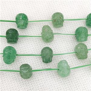 Natural Green Strawberry Quartz Skull Beads Carved, approx 9-12mm, 12pcs per st