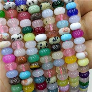 Mix Gemstone Beads Smooth Rondelle, approx 8mm