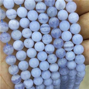 Natural Blue Lace Agate Beads Smooth Round, approx 10mm dia