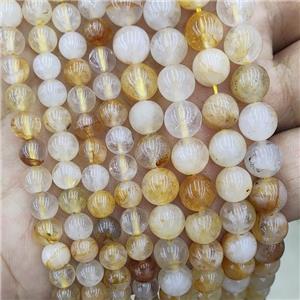 Yellow Hematoid Quartz Beads Smooth Round, approx 4mm dia