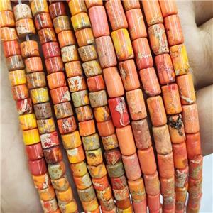 Imperial Jasper Tube Beads Orange, approx 4x8mm