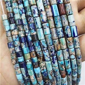 Imperial Jasper Tube Beads Blue, approx 4x8mm