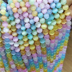 Natural Selenite Beads Dye Smooth Round Mixed Color, approx 8mm dia