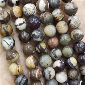 Zebra Jasper Beads Smooth Round, approx 8mm dia