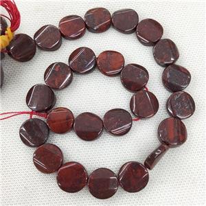 Natural Poppy Jasper Coin Beads Twist, approx 16mm