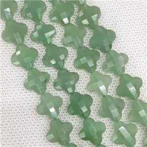 Natural Green Aventurine Clover Beads Faceted, approx 13mm, 31pcs st