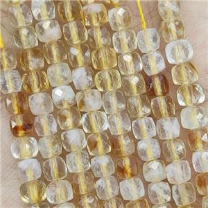 Natural Citrine Beads Yellow Faceted Cube, approx 3.7-4.4mm