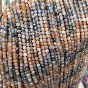 Natural Moonstone Beads Multicolor Faceted Cube, approx 3.7-4.4mm