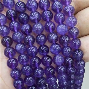 Natural Purple Amethyst Beads Smooth Round, approx 8mm dia